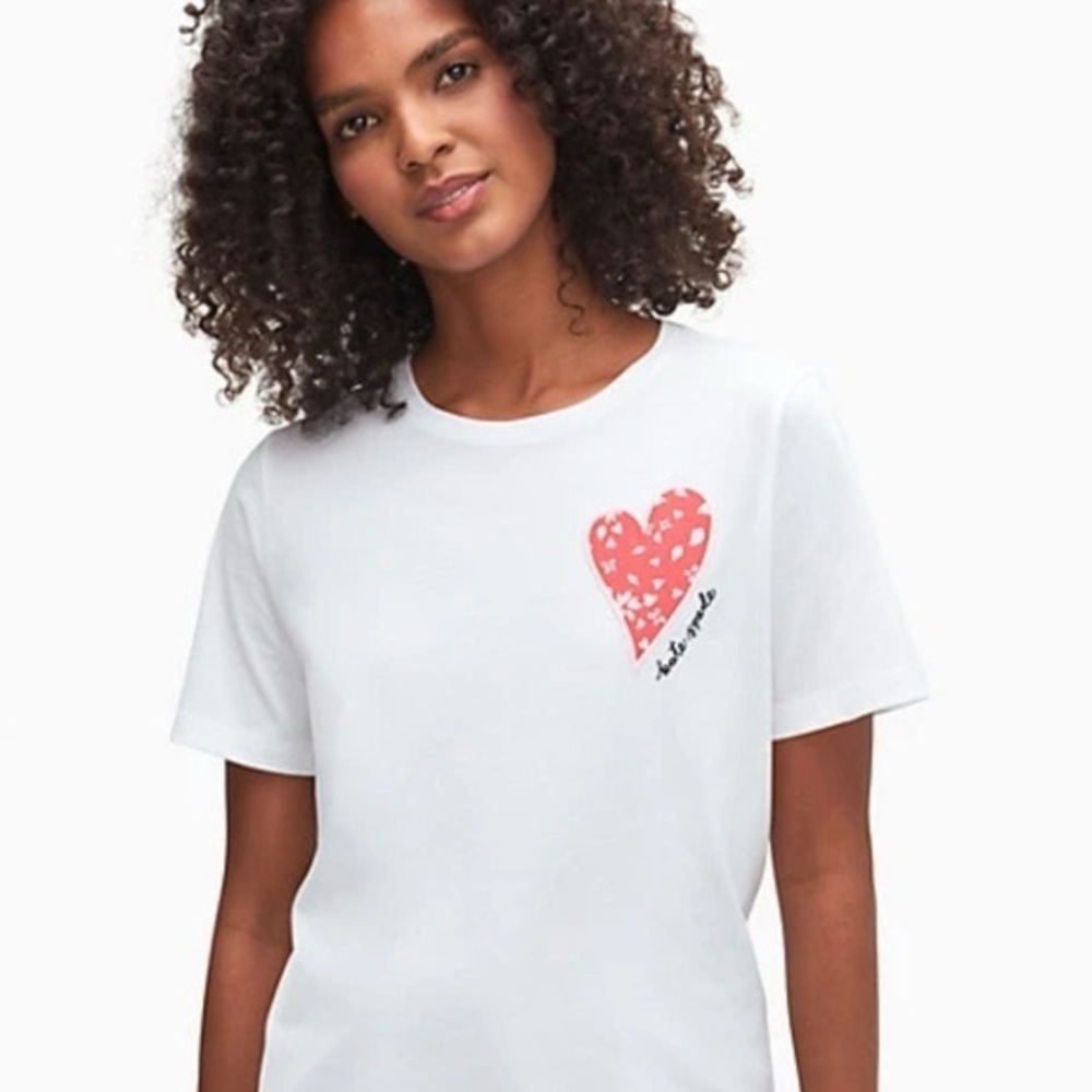 Kate Spade Graphic White Tee with Red Heart
